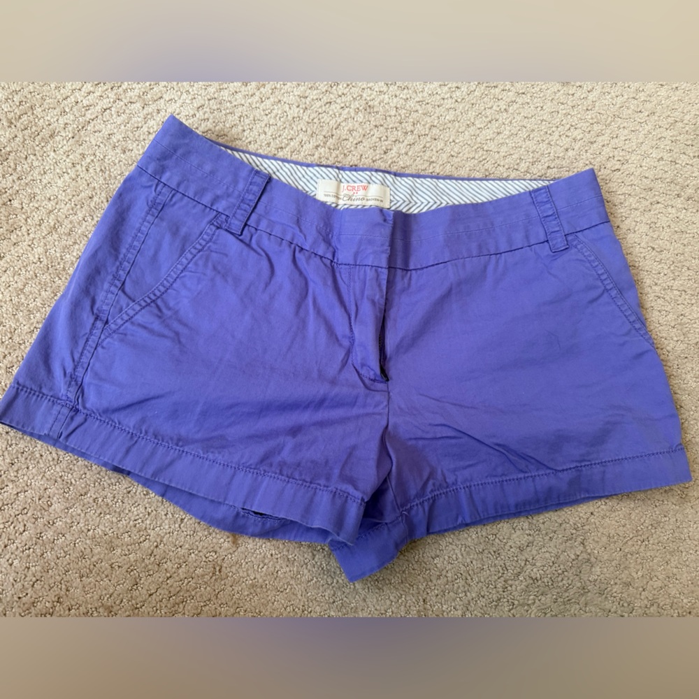 J. Crew Lavender Striped-Lined Chino Shorts